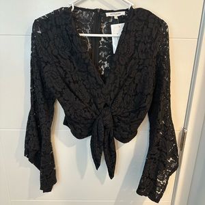 Black Lace Crop Blouse